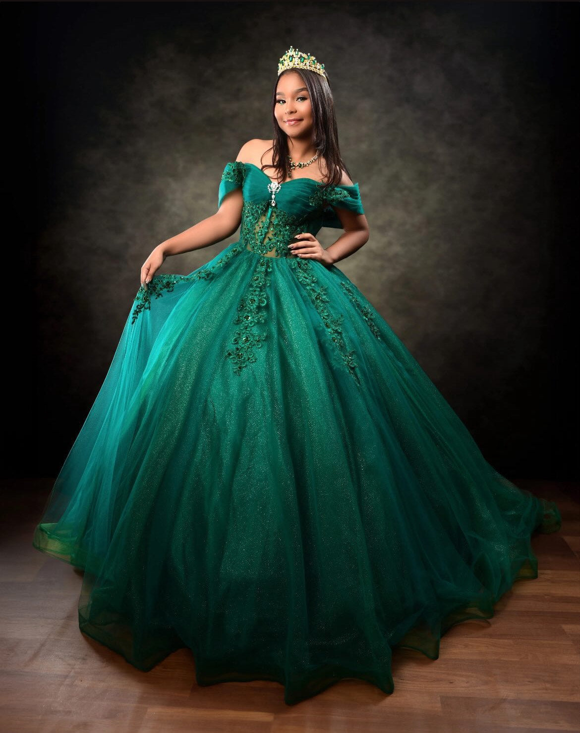 Emerald Green Quinceañera Gown