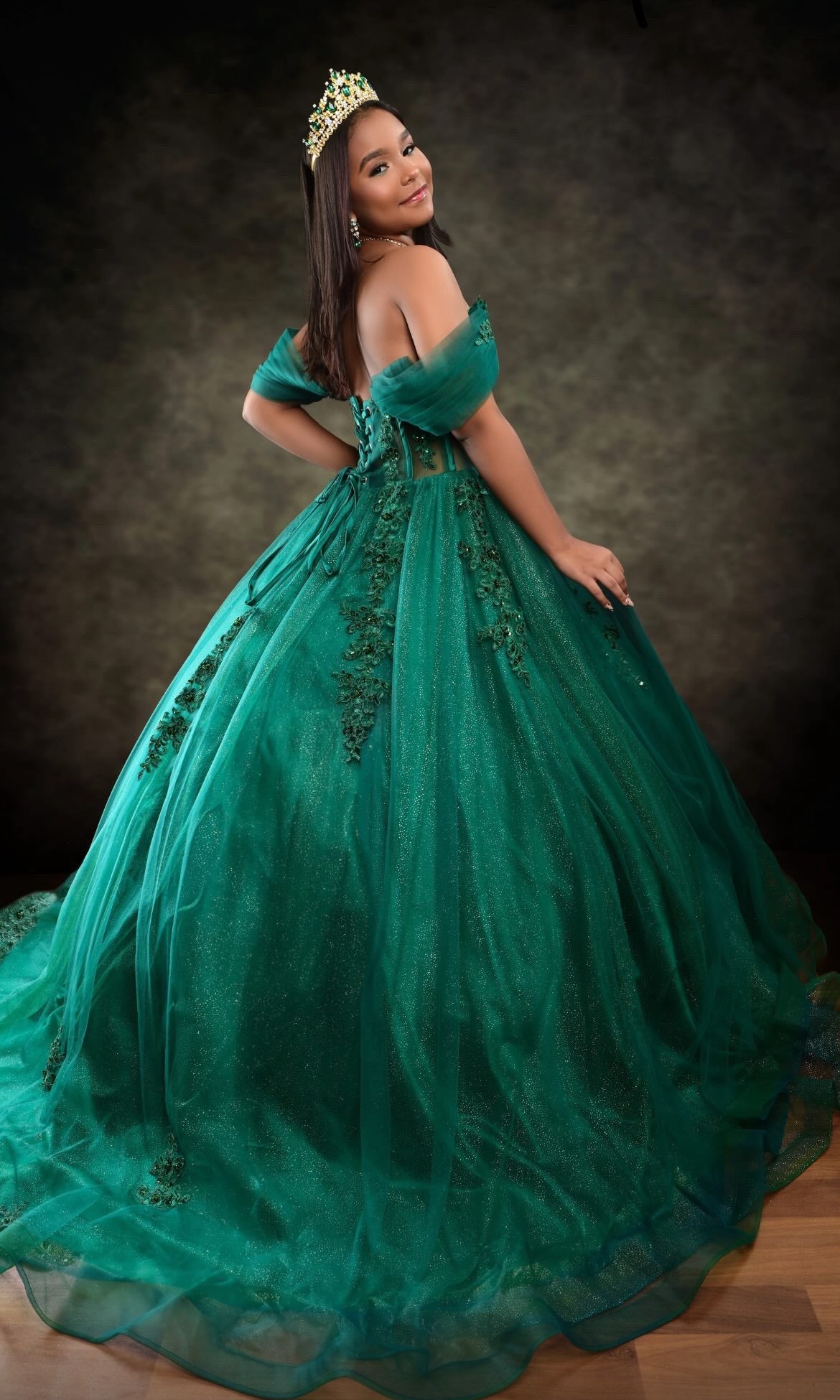 Emerald Green Quinceañera Gown